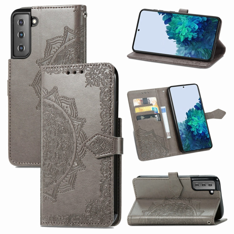 Mandala Flower Embossed Horizontal Flip Leather Case with Holder & Three Card Slots & Wallet & Lanyard, For Galaxy S21 5G, For Galaxy S21 Ultra 5G, For OnePlus Nord N10 5G, For vivo Y73S 5G