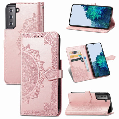 Mandala Flower Embossed Horizontal Flip Leather Case with Holder & Three Card Slots & Wallet & Lanyard, For Galaxy S21 5G, For Galaxy S21 Ultra 5G, For OnePlus Nord N10 5G, For vivo Y73S 5G