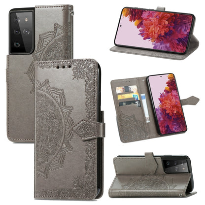 Mandala Flower Embossed Horizontal Flip Leather Case with Holder & Three Card Slots & Wallet & Lanyard, For Galaxy S21 5G, For Galaxy S21 Ultra 5G, For OnePlus Nord N10 5G, For vivo Y73S 5G