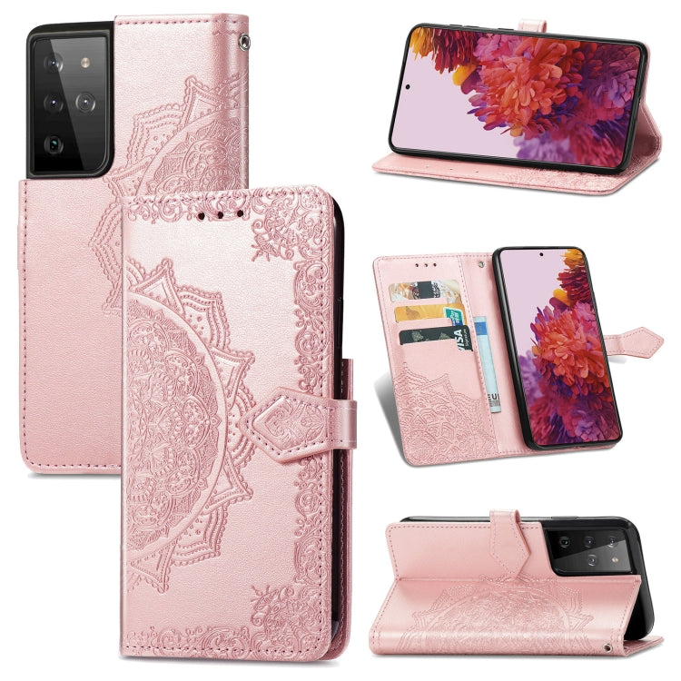 Mandala Flower Embossed Horizontal Flip Leather Case with Holder & Three Card Slots & Wallet & Lanyard, For Galaxy S21 5G, For Galaxy S21 Ultra 5G, For OnePlus Nord N10 5G, For vivo Y73S 5G