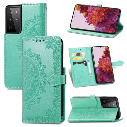 Mandala Flower Embossed Horizontal Flip Leather Case with Holder & Three Card Slots & Wallet & Lanyard, For Galaxy S21 5G, For Galaxy S21 Ultra 5G, For OnePlus Nord N10 5G, For vivo Y73S 5G