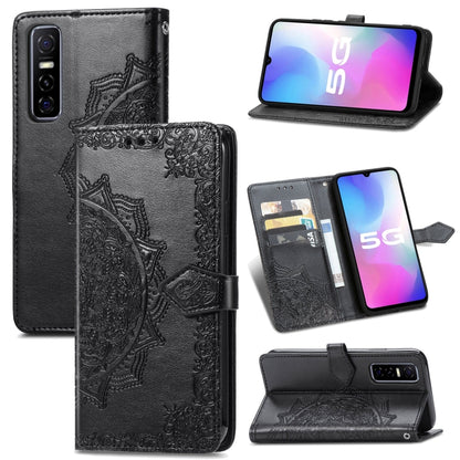 Mandala Flower Embossed Horizontal Flip Leather Case with Holder & Three Card Slots & Wallet & Lanyard, For Galaxy S21 5G, For Galaxy S21 Ultra 5G, For OnePlus Nord N10 5G, For vivo Y73S 5G