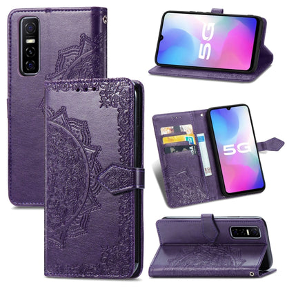 Mandala Flower Embossed Horizontal Flip Leather Case with Holder & Three Card Slots & Wallet & Lanyard, For Galaxy S21 5G, For Galaxy S21 Ultra 5G, For OnePlus Nord N10 5G, For vivo Y73S 5G