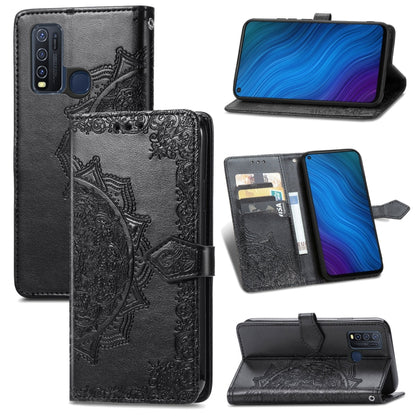 Mandala Flower Embossed Horizontal Flip Leather Case with Holder & Three Card Slots & Wallet & Lanyard, For vivo Y50, For vivo Y20, For T-Mobile Revvl 4, For OPPO Realme V3
