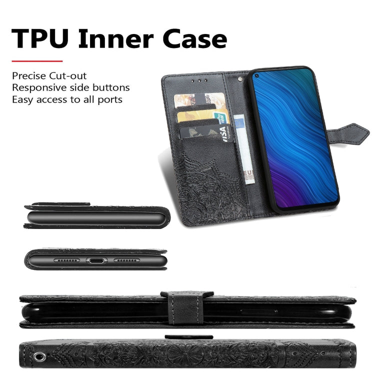 Mandala Flower Embossed Horizontal Flip Leather Case with Holder & Three Card Slots & Wallet & Lanyard, For vivo Y50, For vivo Y20, For T-Mobile Revvl 4, For OPPO Realme V3