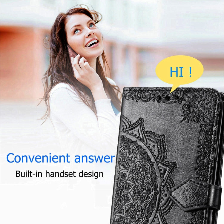 Mandala Flower Embossed Horizontal Flip Leather Case with Holder & Three Card Slots & Wallet & Lanyard, For vivo Y50, For vivo Y20, For T-Mobile Revvl 4, For OPPO Realme V3