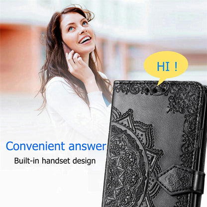 Mandala Flower Embossed Horizontal Flip Leather Case with Holder & Three Card Slots & Wallet & Lanyard, For vivo Y50, For vivo Y20, For T-Mobile Revvl 4, For OPPO Realme V3