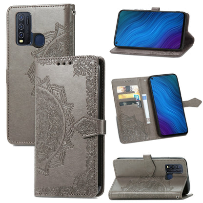 Mandala Flower Embossed Horizontal Flip Leather Case with Holder & Three Card Slots & Wallet & Lanyard, For vivo Y50, For vivo Y20, For T-Mobile Revvl 4, For OPPO Realme V3