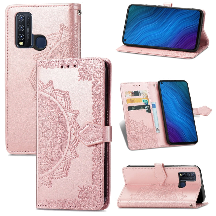 Mandala Flower Embossed Horizontal Flip Leather Case with Holder & Three Card Slots & Wallet & Lanyard, For vivo Y50, For vivo Y20, For T-Mobile Revvl 4, For OPPO Realme V3