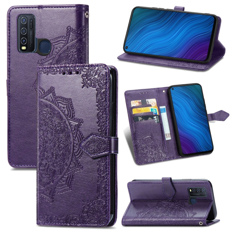 Mandala Flower Embossed Horizontal Flip Leather Case with Holder & Three Card Slots & Wallet & Lanyard, For vivo Y50, For vivo Y20, For T-Mobile Revvl 4, For OPPO Realme V3