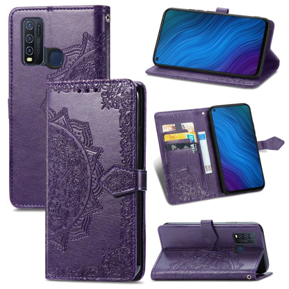 Mandala Flower Embossed Horizontal Flip Leather Case with Holder & Three Card Slots & Wallet & Lanyard, For vivo Y50, For vivo Y20, For T-Mobile Revvl 4, For OPPO Realme V3