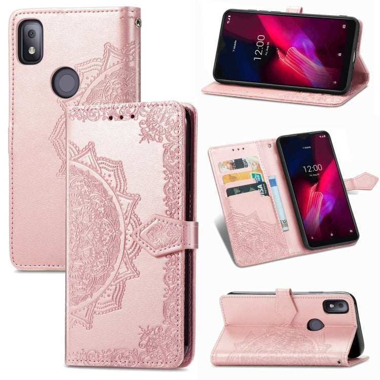 Mandala Flower Embossed Horizontal Flip Leather Case with Holder & Three Card Slots & Wallet & Lanyard, For vivo Y50, For vivo Y20, For T-Mobile Revvl 4, For OPPO Realme V3