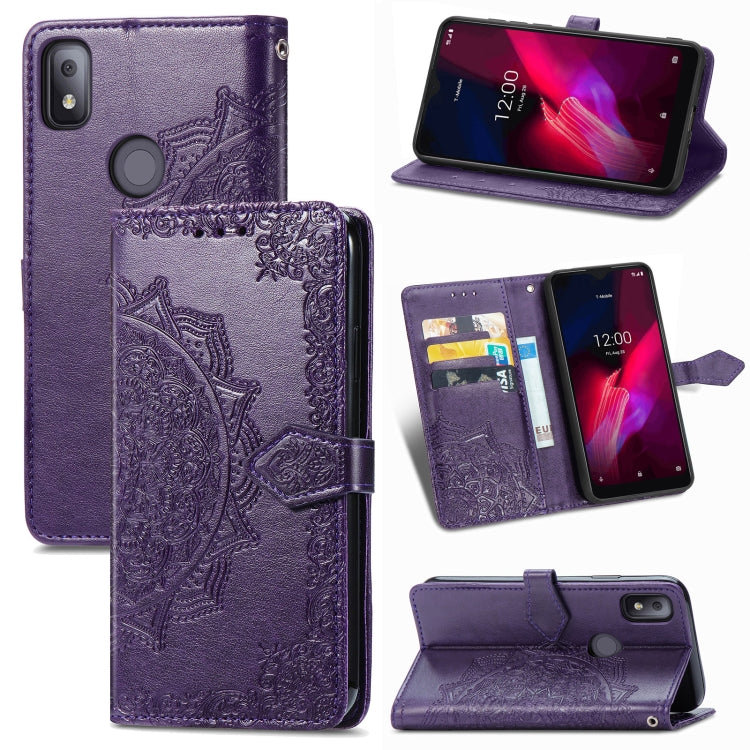 Mandala Flower Embossed Horizontal Flip Leather Case with Holder & Three Card Slots & Wallet & Lanyard, For vivo Y50, For vivo Y20, For T-Mobile Revvl 4, For OPPO Realme V3