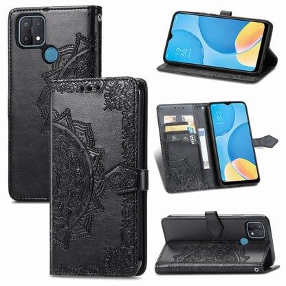 Mandala Flower Embossed Horizontal Flip Leather Case with Holder & Three Card Slots & Wallet & Lanyard, For OPPO A15, For LG K52, For Fujitsu Arrows NX9 F-52A