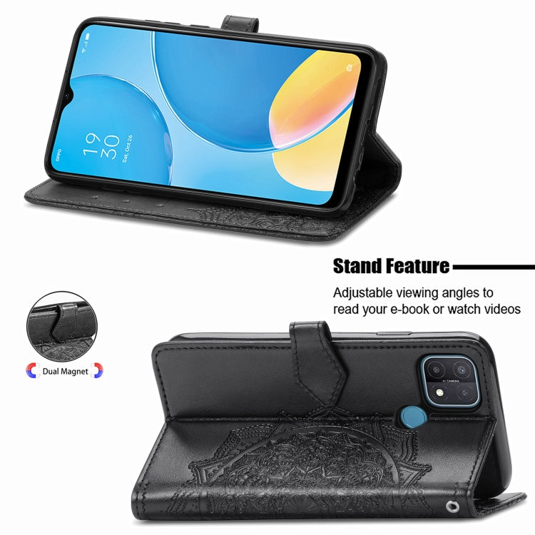 Mandala Flower Embossed Horizontal Flip Leather Case with Holder & Three Card Slots & Wallet & Lanyard, For OPPO A15, For LG K52, For Fujitsu Arrows NX9 F-52A