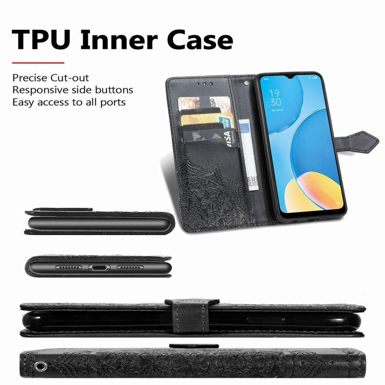 Mandala Flower Embossed Horizontal Flip Leather Case with Holder & Three Card Slots & Wallet & Lanyard, For OPPO A15, For LG K52, For Fujitsu Arrows NX9 F-52A
