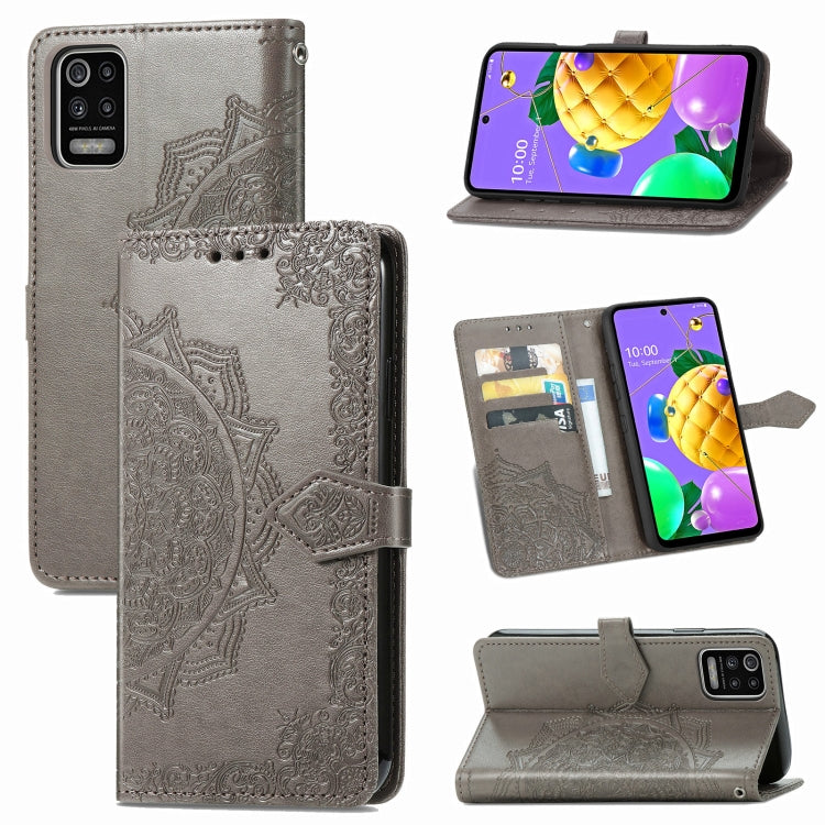 Mandala Flower Embossed Horizontal Flip Leather Case with Holder & Three Card Slots & Wallet & Lanyard, For OPPO A15, For LG K52, For Fujitsu Arrows NX9 F-52A
