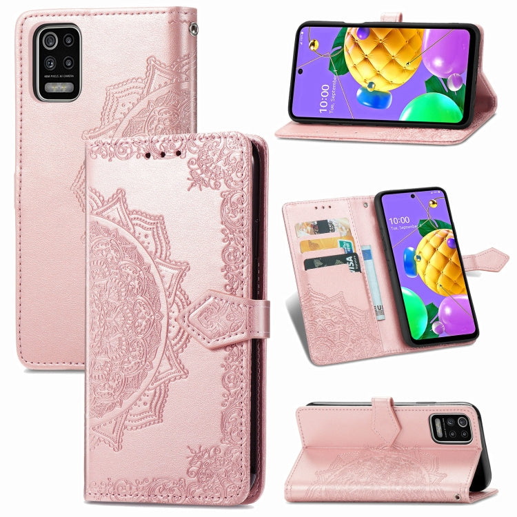 Mandala Flower Embossed Horizontal Flip Leather Case with Holder & Three Card Slots & Wallet & Lanyard, For OPPO A15, For LG K52, For Fujitsu Arrows NX9 F-52A