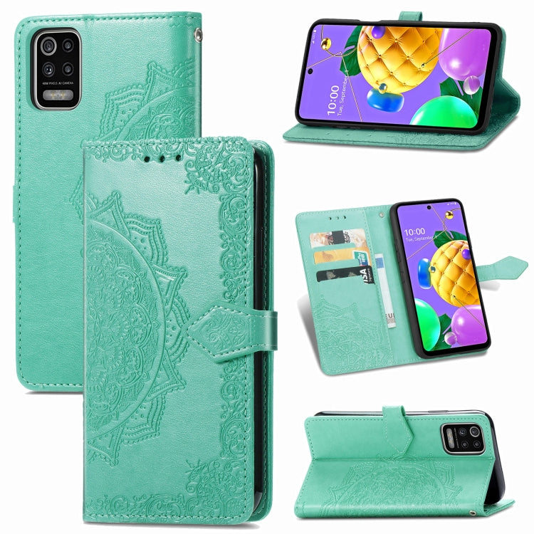Mandala Flower Embossed Horizontal Flip Leather Case with Holder & Three Card Slots & Wallet & Lanyard, For OPPO A15, For LG K52, For Fujitsu Arrows NX9 F-52A