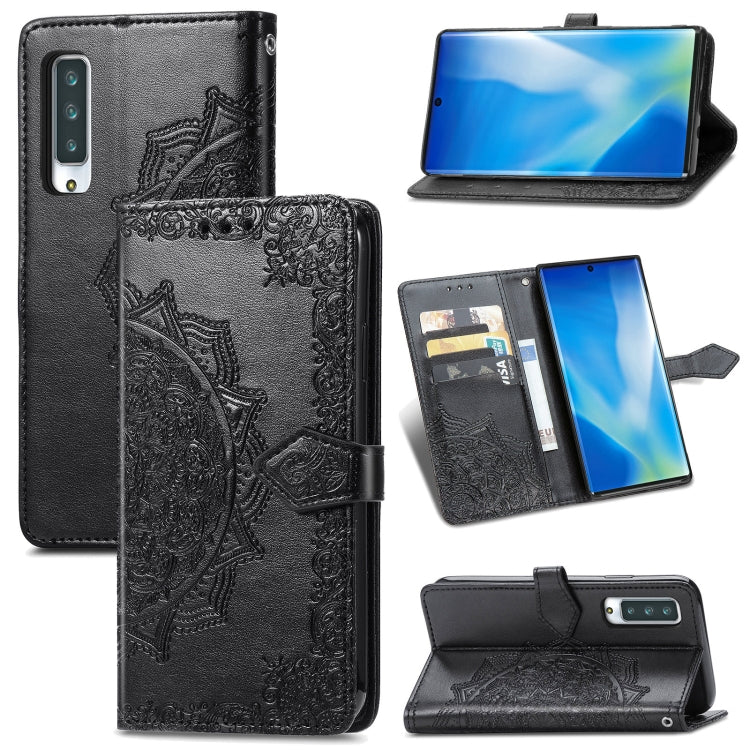 Mandala Flower Embossed Horizontal Flip Leather Case with Holder & Three Card Slots & Wallet & Lanyard, For OPPO A15, For LG K52, For Fujitsu Arrows NX9 F-52A