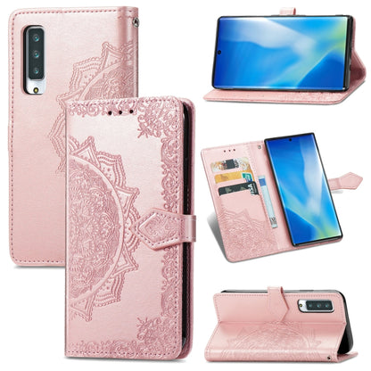 Mandala Flower Embossed Horizontal Flip Leather Case with Holder & Three Card Slots & Wallet & Lanyard, For OPPO A15, For LG K52, For Fujitsu Arrows NX9 F-52A