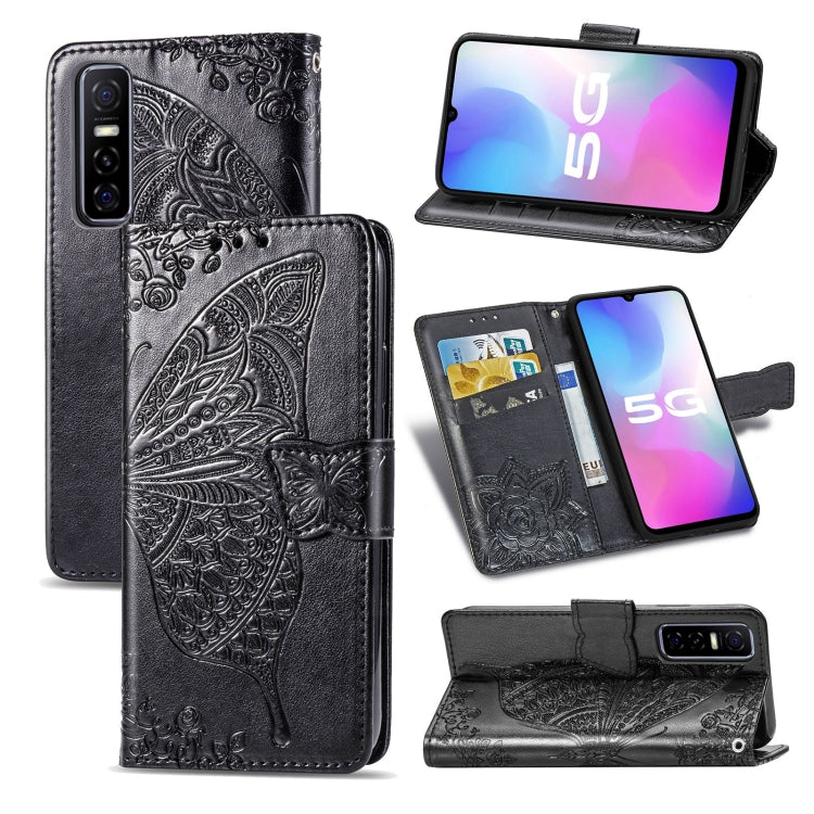 Butterfly Love Flower Embossed Horizontal Flip Leather Case with Bracket / Card Slot / Wallet / Lanyard, For vivo Y73s, For vivo Y50, For vivo Y20
