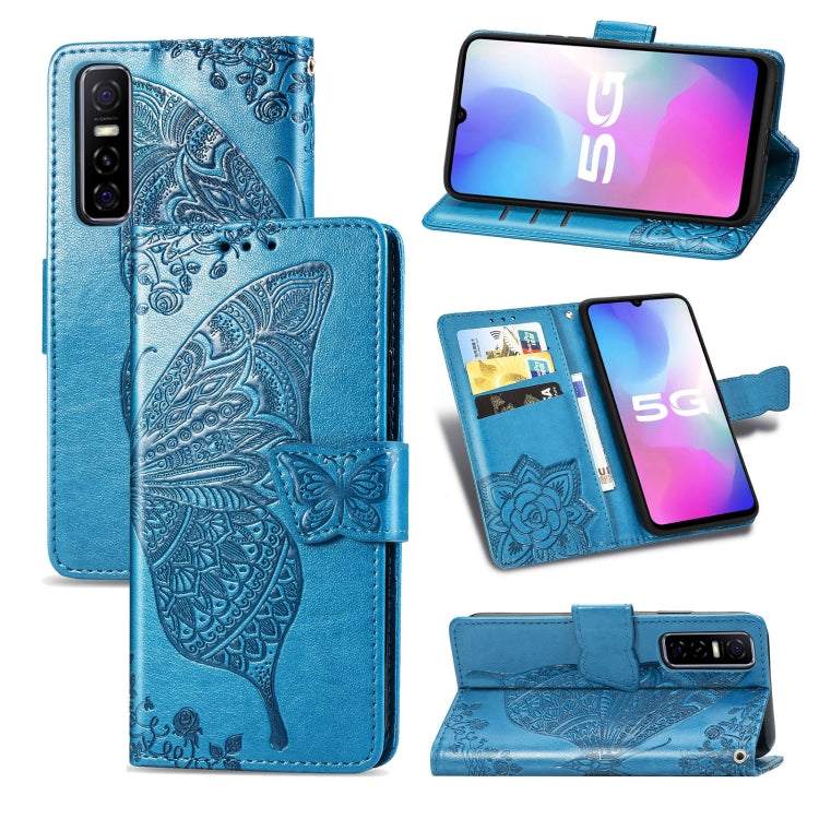 Butterfly Love Flower Embossed Horizontal Flip Leather Case with Bracket / Card Slot / Wallet / Lanyard, For vivo Y73s, For vivo Y50, For vivo Y20