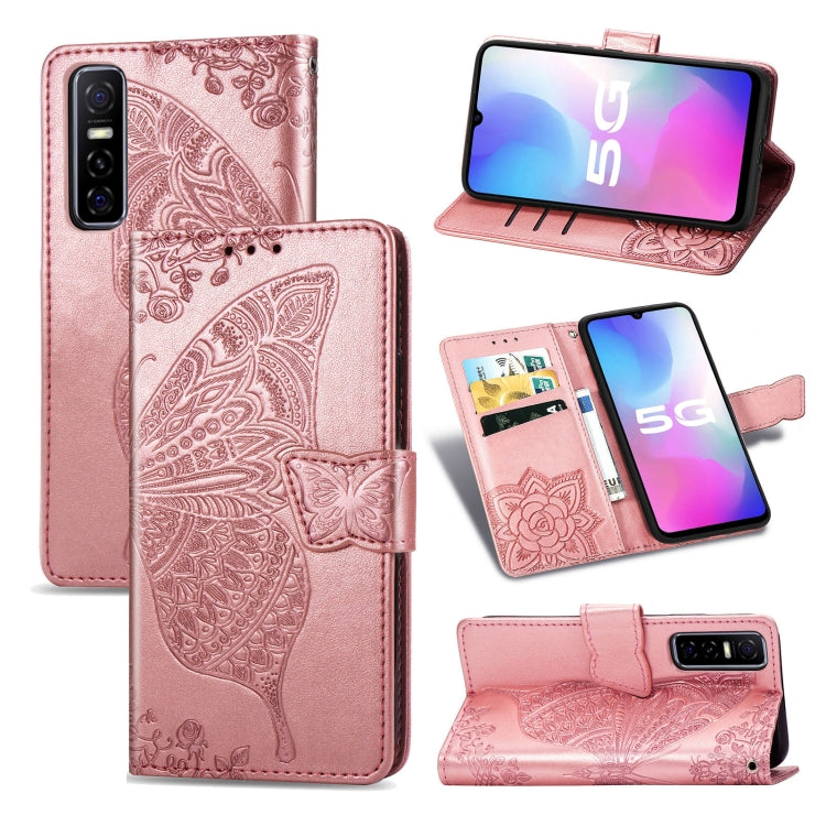 Butterfly Love Flower Embossed Horizontal Flip Leather Case with Bracket / Card Slot / Wallet / Lanyard, For vivo Y73s, For vivo Y50, For vivo Y20