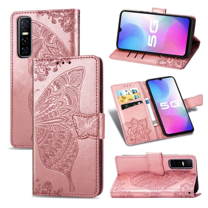 Butterfly Love Flower Embossed Horizontal Flip Leather Case with Bracket / Card Slot / Wallet / Lanyard, For vivo Y73s, For vivo Y50, For vivo Y20