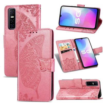 Butterfly Love Flower Embossed Horizontal Flip Leather Case with Bracket / Card Slot / Wallet / Lanyard, For vivo Y73s, For vivo Y50, For vivo Y20