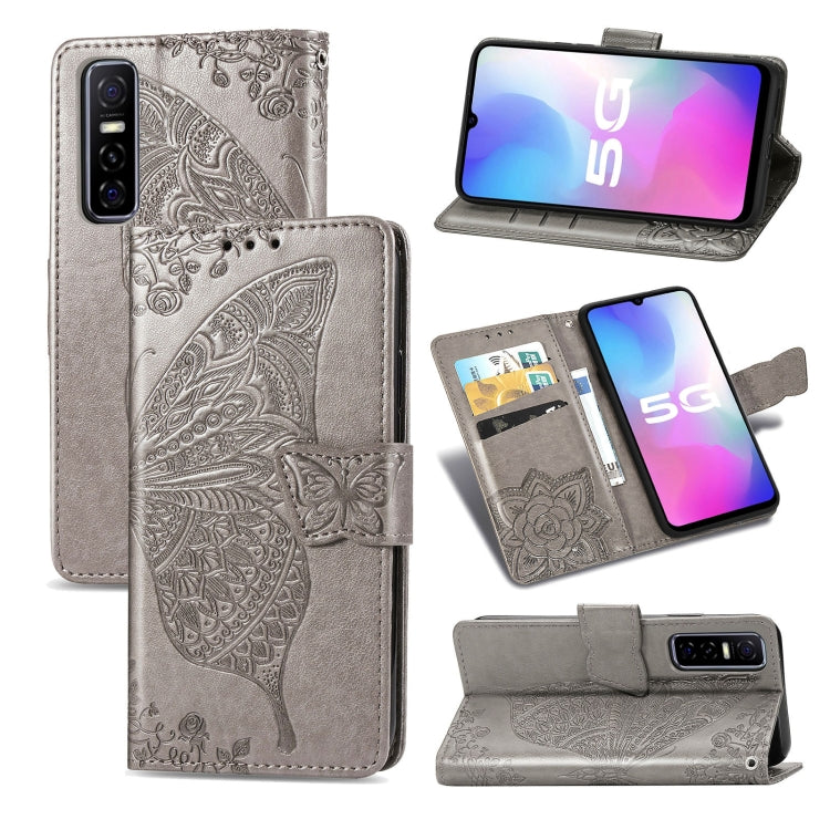 Butterfly Love Flower Embossed Horizontal Flip Leather Case with Bracket / Card Slot / Wallet / Lanyard, For vivo Y73s, For vivo Y50, For vivo Y20