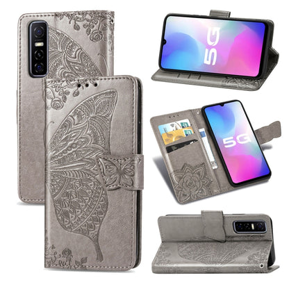 Butterfly Love Flower Embossed Horizontal Flip Leather Case with Bracket / Card Slot / Wallet / Lanyard, For vivo Y73s, For vivo Y50, For vivo Y20