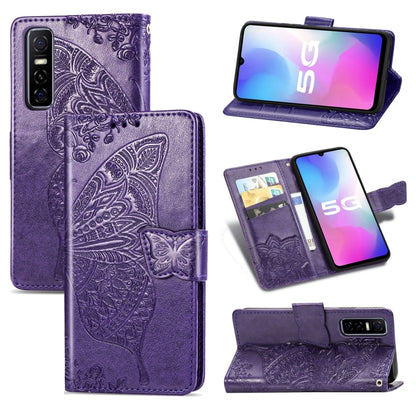 Butterfly Love Flower Embossed Horizontal Flip Leather Case with Bracket / Card Slot / Wallet / Lanyard, For vivo Y73s, For vivo Y50, For vivo Y20