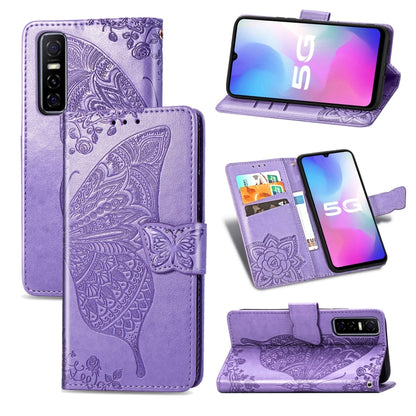 Butterfly Love Flower Embossed Horizontal Flip Leather Case with Bracket / Card Slot / Wallet / Lanyard, For vivo Y73s, For vivo Y50, For vivo Y20