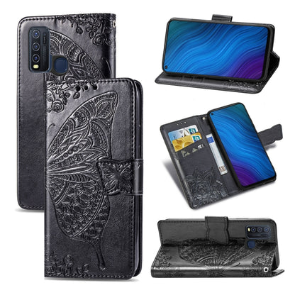 Butterfly Love Flower Embossed Horizontal Flip Leather Case with Bracket / Card Slot / Wallet / Lanyard, For vivo Y73s, For vivo Y50, For vivo Y20