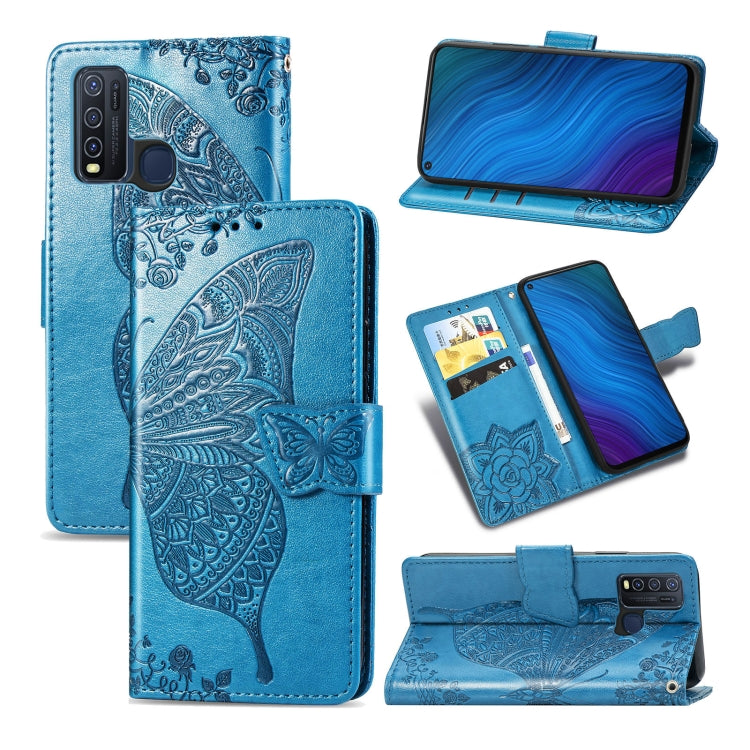 Butterfly Love Flower Embossed Horizontal Flip Leather Case with Bracket / Card Slot / Wallet / Lanyard, For vivo Y73s, For vivo Y50, For vivo Y20