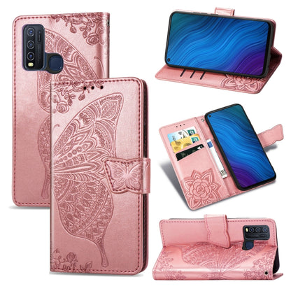 Butterfly Love Flower Embossed Horizontal Flip Leather Case with Bracket / Card Slot / Wallet / Lanyard, For vivo Y73s, For vivo Y50, For vivo Y20