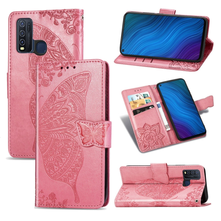 Butterfly Love Flower Embossed Horizontal Flip Leather Case with Bracket / Card Slot / Wallet / Lanyard, For vivo Y73s, For vivo Y50, For vivo Y20