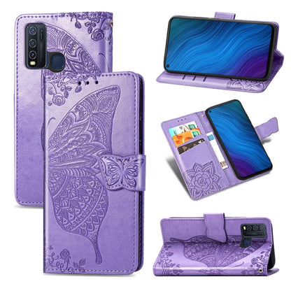 Butterfly Love Flower Embossed Horizontal Flip Leather Case with Bracket / Card Slot / Wallet / Lanyard, For vivo Y73s, For vivo Y50, For vivo Y20