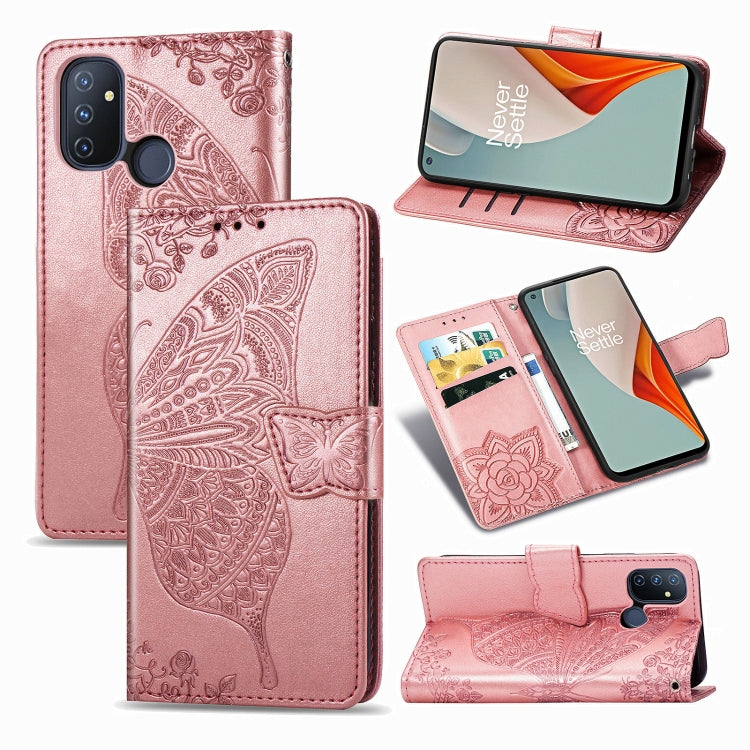Butterfly Love Flower Embossed Horizontal Flip Leather Case with Bracket / Card Slot / Wallet / Lanyard, For OPPO Realme V3, For OPPO A15, For OnePlus Nord N100, For Arrows NX9 F-52A