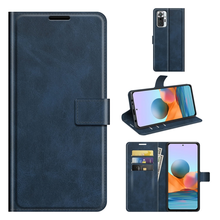 Retro Calf Pattern Buckle Horizontal Flip Leather Case with Holder & Card Slots & Wallet, For Redmi Note 10 Pro (Indian Edition)