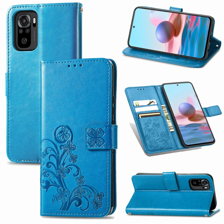 Four-leaf Clasp Embossed Buckle Mobile Phone Protection Leather Case with Lanyard & Card Slot & Wallet & Bracket Function, For Samsung Galaxy A02, For Xiaomi Redmi Note 10 4G, For Google Pixel 5A, For OPPO A93 5G, For LG Stylo 7