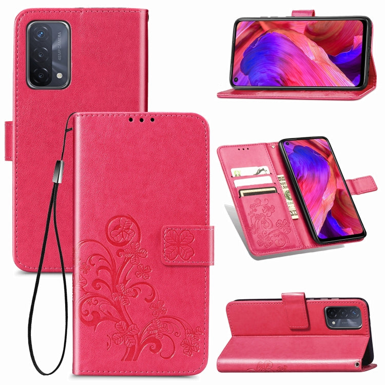 Four-leaf Clasp Embossed Buckle Mobile Phone Protection Leather Case with Lanyard & Card Slot & Wallet & Bracket Function, For Samsung Galaxy A02, For Xiaomi Redmi Note 10 4G, For Google Pixel 5A, For OPPO A93 5G, For LG Stylo 7
