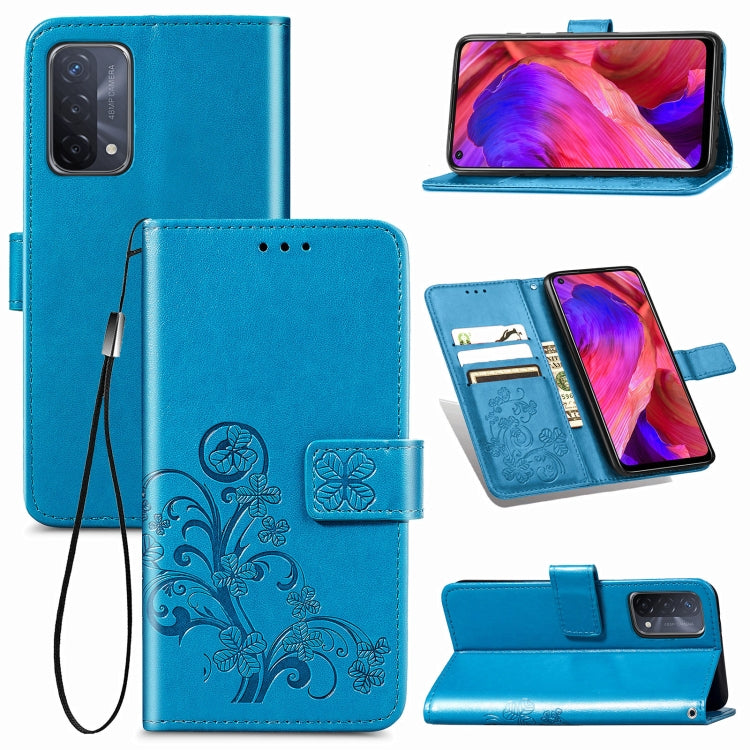 Four-leaf Clasp Embossed Buckle Mobile Phone Protection Leather Case with Lanyard & Card Slot & Wallet & Bracket Function, For Samsung Galaxy A02, For Xiaomi Redmi Note 10 4G, For Google Pixel 5A, For OPPO A93 5G, For LG Stylo 7