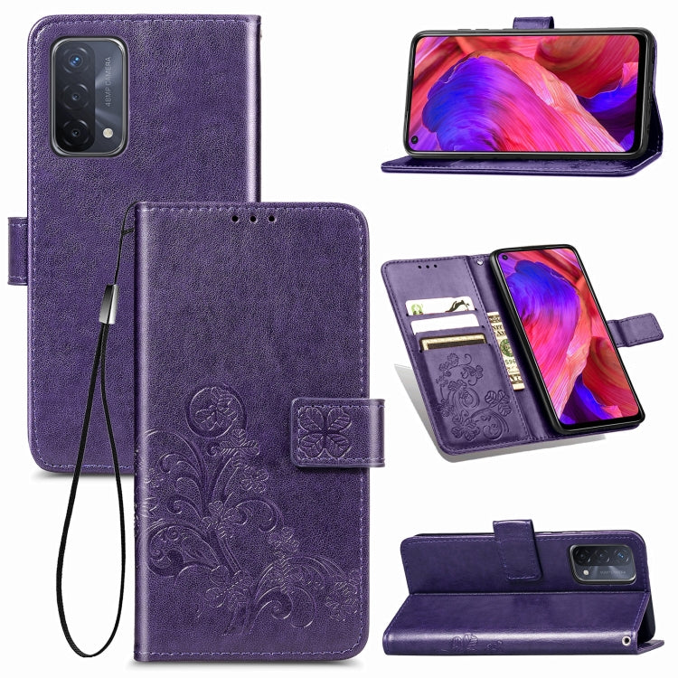 Four-leaf Clasp Embossed Buckle Mobile Phone Protection Leather Case with Lanyard & Card Slot & Wallet & Bracket Function, For Samsung Galaxy A02, For Xiaomi Redmi Note 10 4G, For Google Pixel 5A, For OPPO A93 5G, For LG Stylo 7