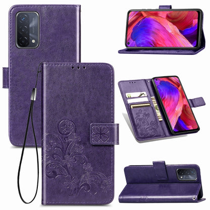 Four-leaf Clasp Embossed Buckle Mobile Phone Protection Leather Case with Lanyard & Card Slot & Wallet & Bracket Function, For Samsung Galaxy A02, For Xiaomi Redmi Note 10 4G, For Google Pixel 5A, For OPPO A93 5G, For LG Stylo 7