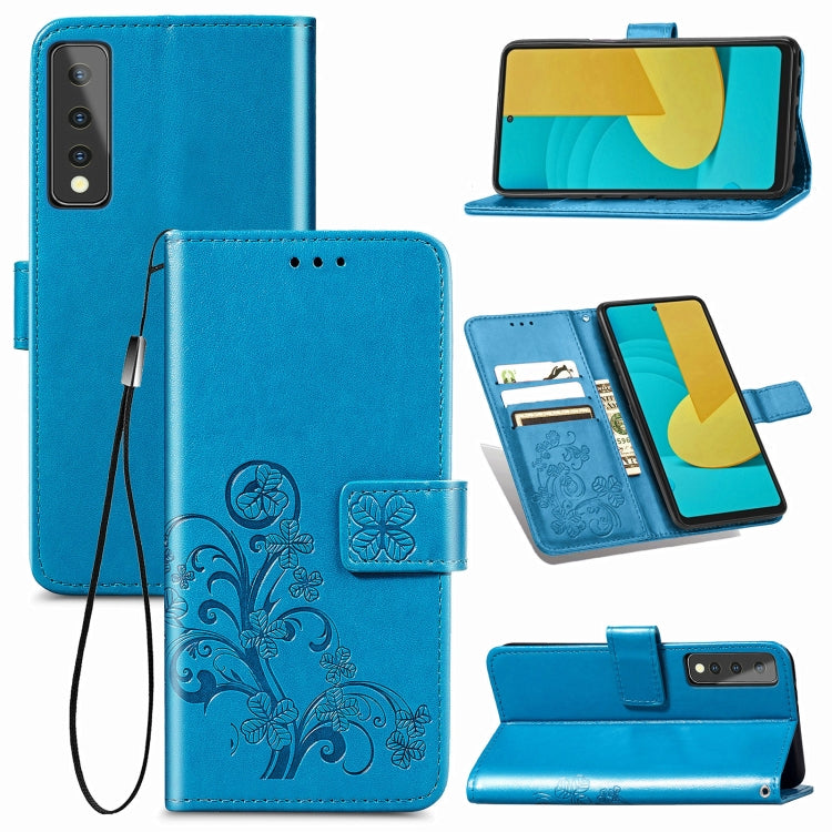 Four-leaf Clasp Embossed Buckle Mobile Phone Protection Leather Case with Lanyard & Card Slot & Wallet & Bracket Function, For Samsung Galaxy A02, For Xiaomi Redmi Note 10 4G, For Google Pixel 5A, For OPPO A93 5G, For LG Stylo 7