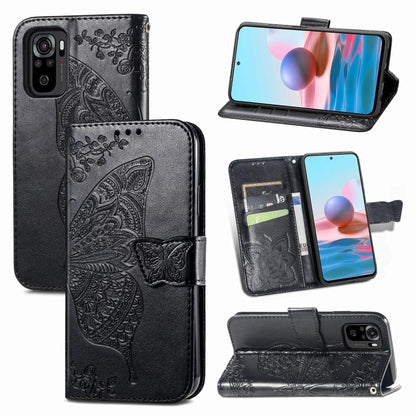 Butterfly Love Flower Embossed Horizontal Flip Leather Case with Bracket & Card Slot & Wallet & Lanyard, For Samsung Galaxy A02, For Huawei Nova 8 Pro, For Xiaomi Redmi Note 10 4G