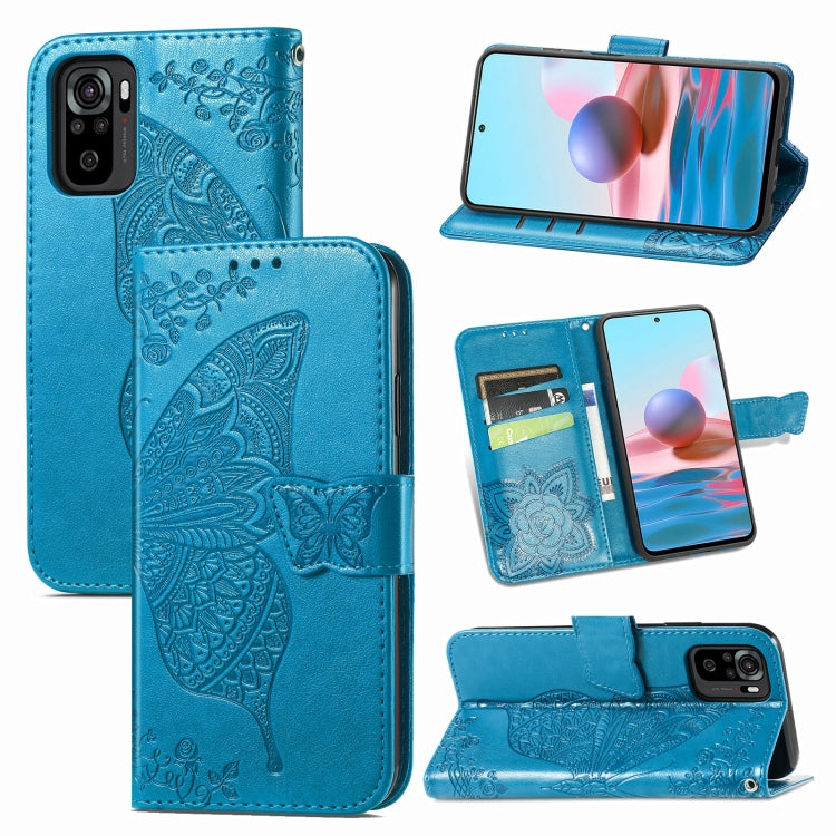 Butterfly Love Flower Embossed Horizontal Flip Leather Case with Bracket & Card Slot & Wallet & Lanyard, For Samsung Galaxy A02, For Huawei Nova 8 Pro, For Xiaomi Redmi Note 10 4G