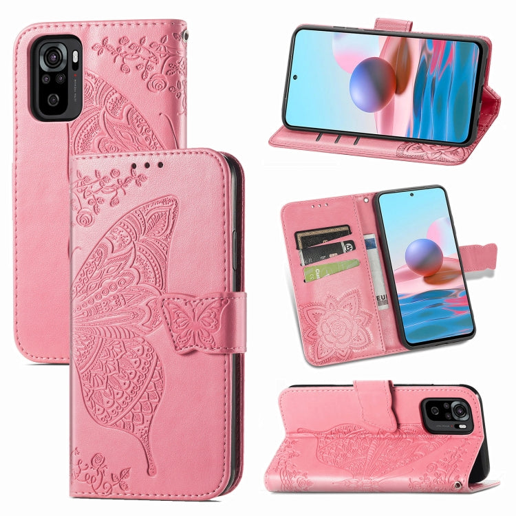 Butterfly Love Flower Embossed Horizontal Flip Leather Case with Bracket & Card Slot & Wallet & Lanyard, For Samsung Galaxy A02, For Huawei Nova 8 Pro, For Xiaomi Redmi Note 10 4G